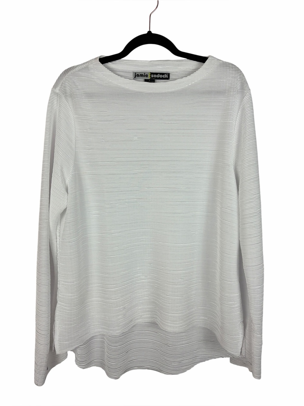 Jamie Sadock White Textured Pleated Long Sleeve Top Size Large Golf Resort